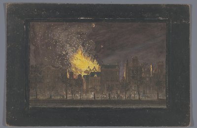 Utsikt over brannen i Schouwburg i Amsterdam 11. mai 1772 av Anonymous