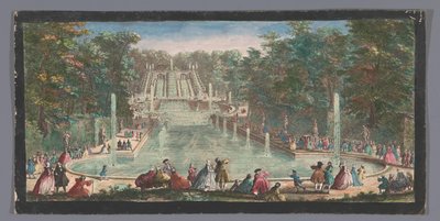 Utsikt over kaskadene i hagen til Château de Saint-Cloud Veue de la cascade de St. Cloud (tittel på objekt) av Anonymous