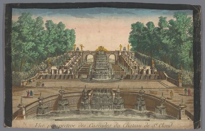 Utsikt over kaskadene i hagen til Château de Saint-Cloud Vue perspective des cascades du Chateau de St. Cloud (tittel på objekt) av Anonymous