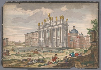 Utsikt over St. John Lateran-kirken i Roma Veduta della Basilica di S. Giovanni Laterano (tittel på objekt) av Anonymous