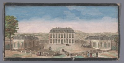 Utsikt over forsiden av Chateau de Belle-Vue i Meudon Vüe ​​​​du Chateau de Belle-Vüe prize du coté de la cour (tittel på objekt) av Anonymous