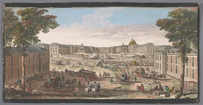 Utsikt over forsiden av slottet i Versailles Diverse vues du Chateau de Versailles (tittel på objekt) av Anonymous