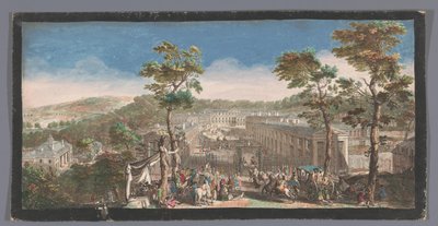 Se på Château de Saint-Cloud Utsikt over Chateau de St. Cloud fra siden av hovedgaten ved den andre porten (tittel på objekt) av Anonymous