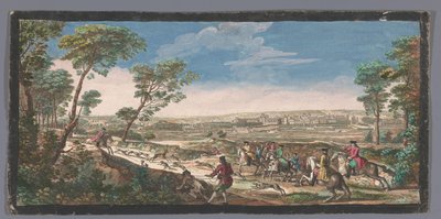 Se på Palace of Fontainebleau Generell utsikt over Fontainebleau tatt fra toppen av det motsatte fjellet på siden av parterren (tittel på objekt) av Anonymous
