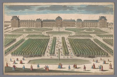 Utsikt over Palais des Tuileries i Paris sett fra Jardin des Tuileries av Anonymous
