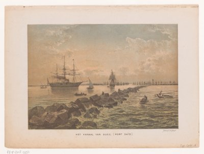 Utsikt over Suez-kanalen ved Port Said Suezkanalen (Port Said) (tittel på objekt) av Anonymous