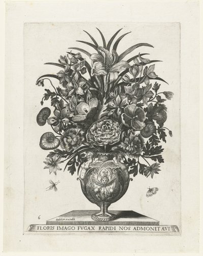 Grotesk vase med kjerub og girlander Vaser med blomster (serietittel) av Anonymous