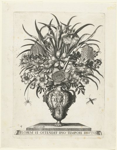 Grotesk vase med to ører i form av geitehoder Vaser med blomster (serietittel) av Anonymous