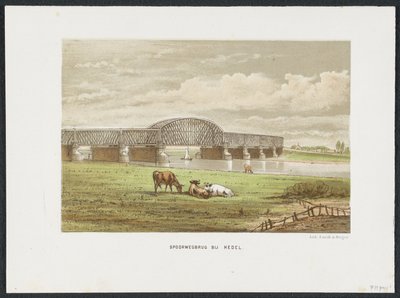 Hedelse jernbanebro over Maas, 1870 Jernbanebro ved Hedel (tittel på objekt) Hovedjernbanebroene i Nederland (serietittel) av Anonymous