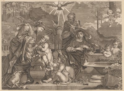 Hellige familie med Elisabeth og Johannes av Anonymous
