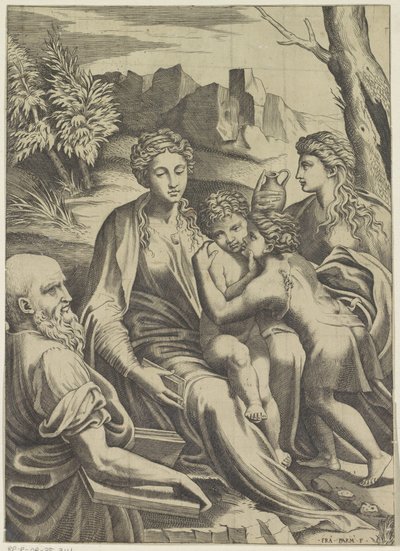 Hellig familie med den unge døperen Johannes og Maria Magdalena av Anonymous