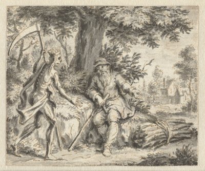 Tømmerhogger og død Design for illustrasjoner for en utgave av Jean de la Fontaines Fables (serietittel) av Anonymous