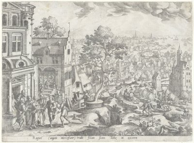 Ekteskap av Tobias og Sara Landskap med scener fra historien om Tobias (serietittel) av Anonymous