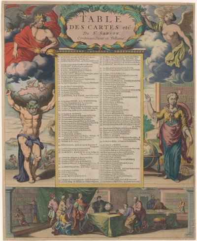 Inhoudsopgave van de Atlas Ny dør Nicolas Sanson Kortbord etc. av Sr. Sanson Contained In This Volume (tittel på objekt) av Anonymous