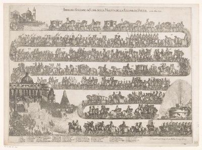 Dronning Christina av Sverige dro inn i Roma Ingresso Solenne i Roma della Maestra della Regina di Svezia ai 23 xbre 1655 (tittel på objekt) av Anonymous