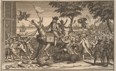 John Law om Sancho Panzas esel, 1720 Law, som en annen Don-Quichot, håner Sanches Graauwtje (tittel på objekt) The Great Scene of Folly (serietittel) av Anonymous