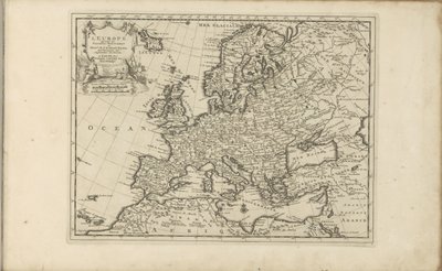 Kart av Europa Europa ifølge de nye observasjonene fra herrer fra Royal Academy of Sciences, etc. Augmented New (tittel på objekt) Øst- og Vestindia og andre steder (serietittel) av Anonymous