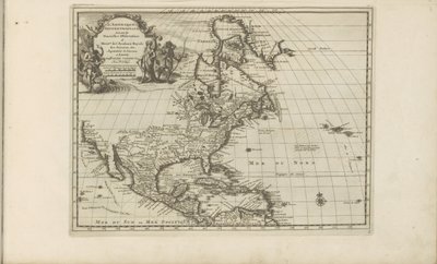 Kart av Midden- en Noord-Amerika Nord-Amerika, ifølge de nye observasjonene fra Mes[ieur]rs de l'Académie Royale des Sciences etc. Igjen utvidet (tittel på objekt) Øst- og Vestindia og andre steder (serie ti av Anonymous