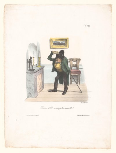 Karikatur av en mann som vil se ut som Napoleon Tonnerre de D... comme je lui ressemble!.. (tittel på objekt) av Anonymous