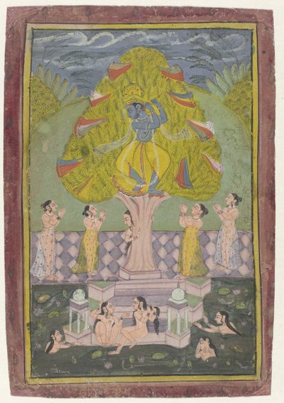 Krishna stjeler klærne til Gopis av Anonymous