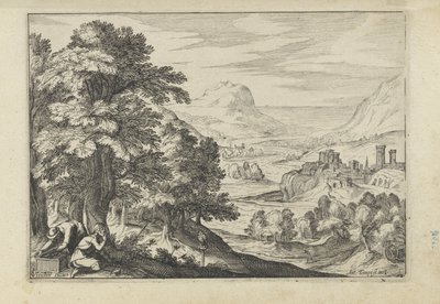 Landskap med fuglefangere Landskap med figurer (serietittel) av Anonymous