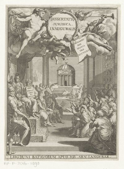 Minerva og knelende lærde Dissertatio juridica inauguralis (tittel på objekt) av Anonymous