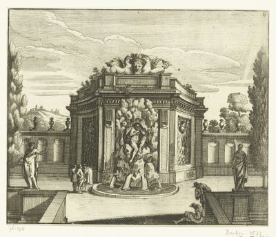 Veggfontene i hagepaviljong Architectura Curiosa Nova (serietittel) av Anonymous