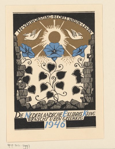 Nyttårsønske for 1946 fra den nederlandske Exlibris Circle av Anonymous