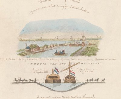 North Holland Canal, 1824 Panorama av Canal Grande, hentet fra Det kongelige palass i Amsterdam / Profil av Canal Grande (tittel på objekt) av Anonymous