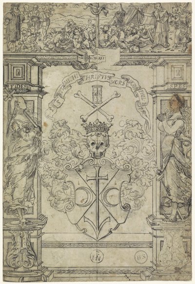 Ontwerp voor een glasraam met een wapen, de figuren Fides en Spes, en Mozes en de koperen slang   1390085   no       norwegian Successfully Translated  Original: Titus Manlius De Romeinse helden (series title) Translat: Titus Manlius De Romeinse helden (se av Anonymous