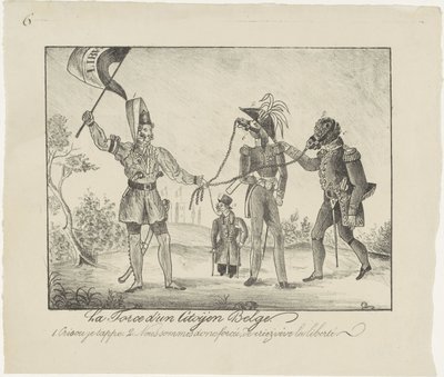 Opprørsk belgier holder nederlenderne på en kjede, 1830 La force d