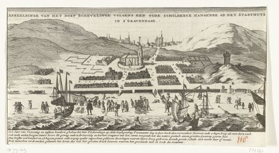 Flom i Scheveningen på Allehelgensdag 1. november 1570 Bilde av landsbyen Schevelinge ifølge et gammelt maleri som henger på Stadthuys i Haag (tittel på objekt) av Anonymous