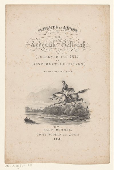 Hesten hopper over elven Tittelside for: Lodewijk Rellstab, Banter and Seriousness, 1838 av Anonymous