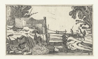 Sti langs en foss Landskap etter Esaias van de Velde (serietittel) av Anonymous