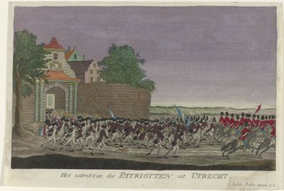 Patrioter forlater Utrecht, 1787 Tilbaketrekkingen av patriotene fra Utrecht (tittel på objekt) av Anonymous