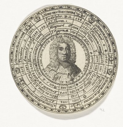 Medalje med portrettet av erkebiskop Johan Hugo van Orsbeck og navnene på kurfyrstene i Trier av Anonymous
