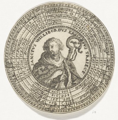 Medalje med portrett av Saint Willibrord og navnene på biskopene i Utrecht av Anonymous