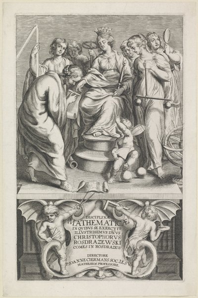 Personifisering van de Wiskunde Tittelside for: Christophorus Rosdrazewski, Mathematical Disciplines, [1640-1648] av Anonymous
