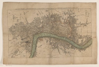 Plattegrond av Londen, 1761 Byguiden eller en lommeplan for London, Westminster og Southwark med de nye bygningene til år 1761 (tittel på objekt) av Anonymous