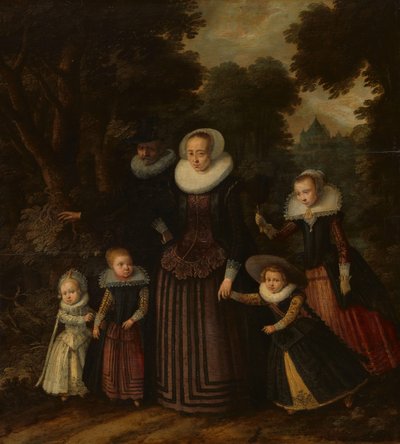 Portrett av et par og fire barn av Anonymous