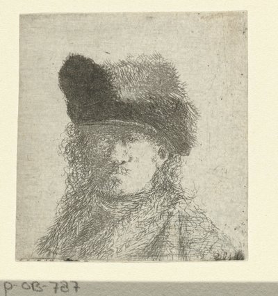 Portrett av Rembrandt med pelslue av Anonymous
