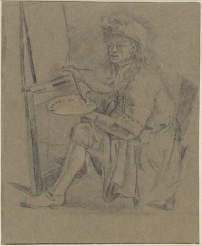 Portrett av Thomas Wijck, foran staffeliet hans av Anonymous