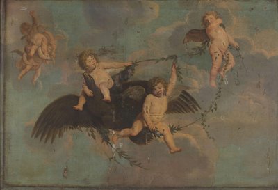Putti med en ørn på skyene av Anonymous