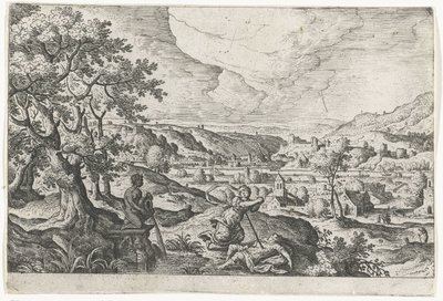 Pyramus og Thisbea Landskap med mytologiske og bibelske scener (serietittel) av Anonymous