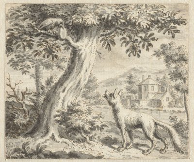 Ravn og reven Design for illustrasjoner for en utgave av Jean de la Fontaines Fables (serietittel) av Anonymous