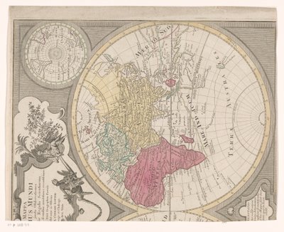 Høyre halvdel av et verdenskart, som viser den østlige halvkule Mappa totius mundi : adornata juxta observationes (...) (tittel på objekt) av Anonymous