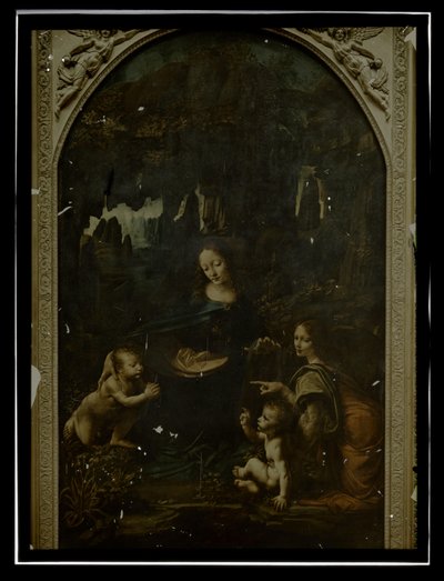Reproduksjon av Leonardo da Vinci, Virgin on the Rocks, Louvre av Anonymous
