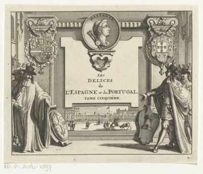 Riddere av spanske ordener med våpenskjold Tittelside for: Juan Alvarez de Colmenar, Les Delices de l