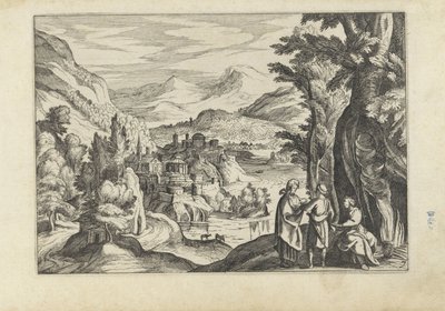 Elvelandskap Landskap med figurer (serietittel) av Anonymous
