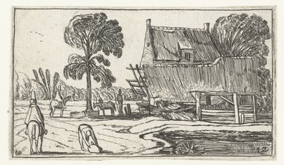 Rytter på veien langs en gård Landskap etter Esaias van de Velde (serietittel) av Anonymous